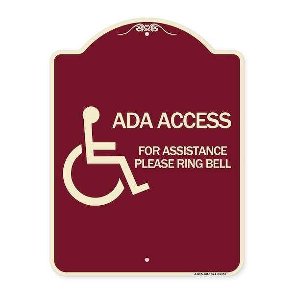 ADA Access for Assistance Ring Bell W/ New Isa Heavy-Gauge Aluminum Sign, 24" H, BU-1824-24352